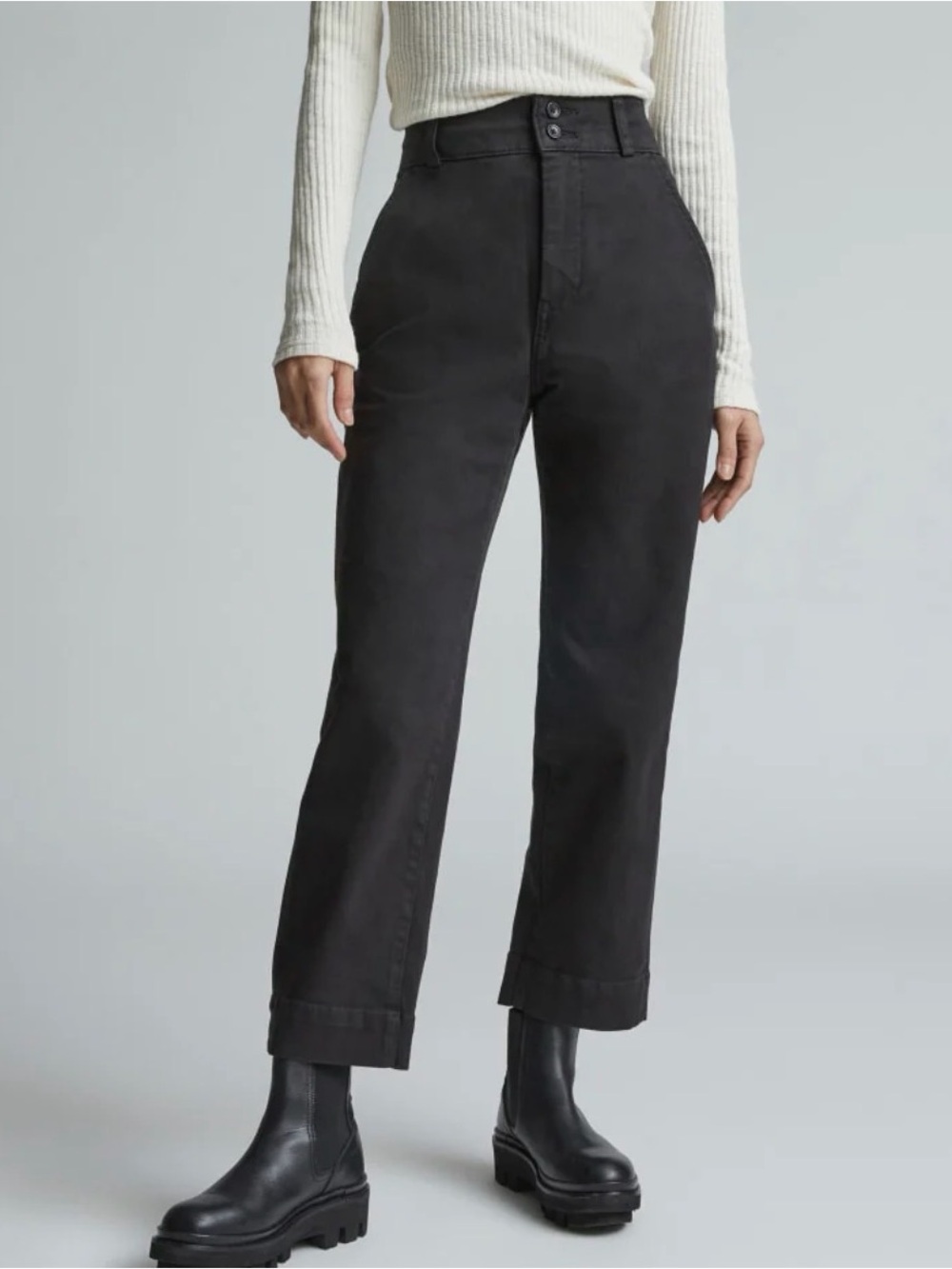 Everlane Black Straight-Leg High-Rise Pants